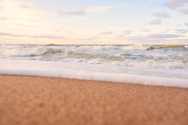 Costa Mar Báltico Dunas Areia Pôr Sol Luz Solar Suave — Fotografia de Stock
