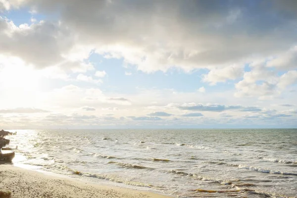 Vista Panorâmica Mar Báltico Partir Uma Costa Arenosa Dunas Areia — Fotografia de Stock