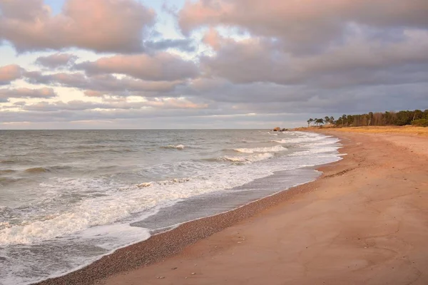 Baltic Sea Shore Sand Dunes Sunset Soft Sunlight Clear Sky — Stock Photo, Image