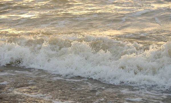 Baltic Sea Shore Storm Sunset Soft Sunlight Water Surface Texture — Photo