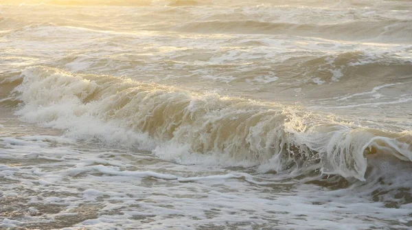 Baltic Sea Shore Storm Sunset Soft Sunlight Water Surface Texture — Photo