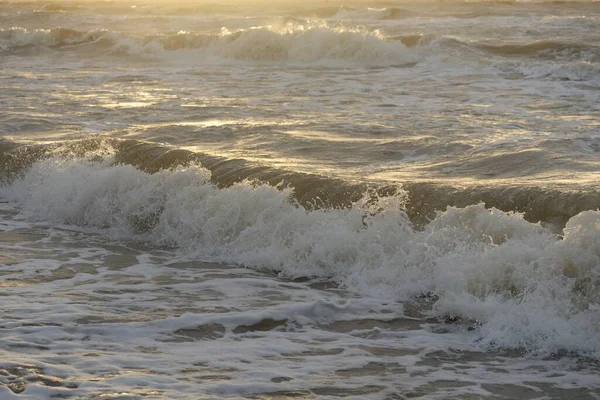 Baltic Sea Shore Storm Sunset Soft Sunlight Water Surface Texture — Stockfoto