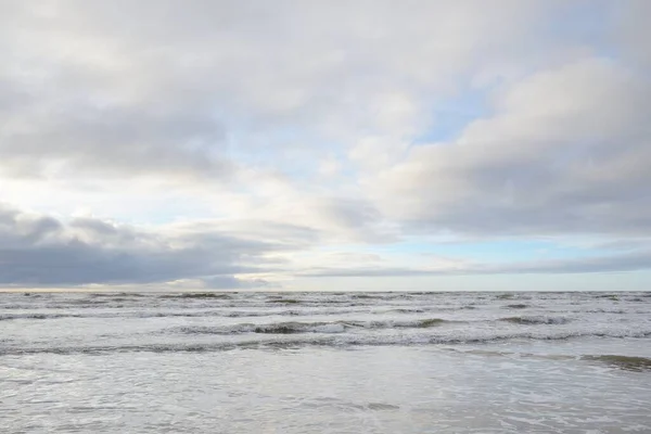 Baltic Sea Storm Soft Sunset Light Dramatic Glowing Clouds Seascape — стокове фото