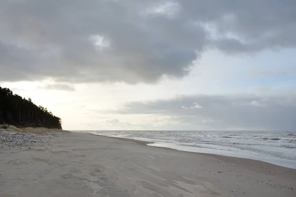 Costa Mar Báltico Dunas Areia Pôr Sol Luz Solar Suave — Fotografia de Stock