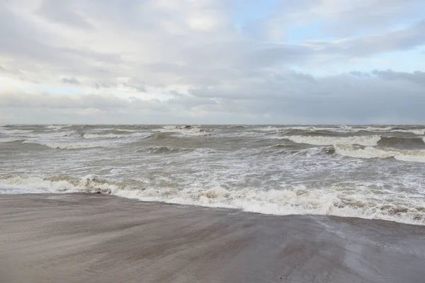 Fırtınadan sonra Baltık Denizi. Gün batımı. Resimli panoramik manzara, deniz manzarası. Doğa, çevre, sert hava, iklim değişikliği