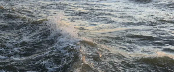 Deniz suyu yüzeyi dokusu. Yumuşak güneş ışığı. Panoramik görüntü, grafik kaynaklar. Doğa, çevre kavramları