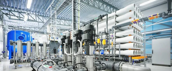 Pump Station Reverse Osmosis Industrial City Water Treatment Station Wide — 스톡 사진