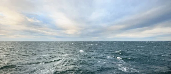 Panoramic View Baltic Sea Storm Sunrise Dramatic Sky Glowing Clouds — Stock Photo, Image