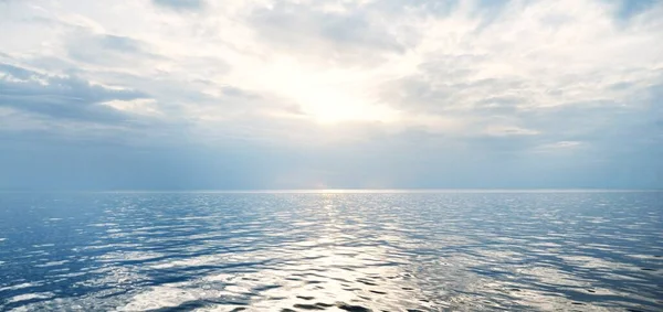 全景海景 明亮的蓝天 海水表面质感 梦幻般的风景自然 生态主题 冥想概念 — 图库照片