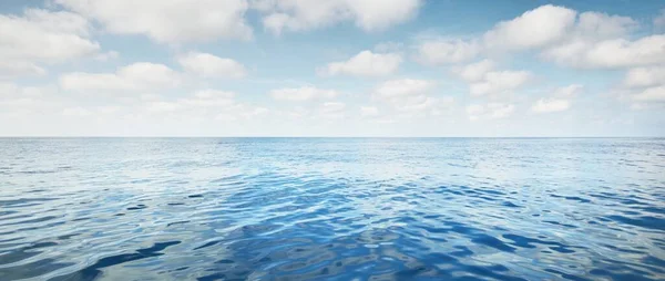 Klarblå Himmel Med Cumulusmoln Över Medelhavet Idylliskt Sjölandskap Resmål Sport — Stockfoto