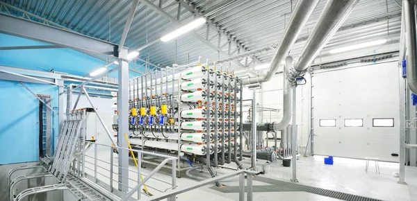 Reverse Osmosis Industrial City Water Treatment Station Wide View Hall — Stock fotografie