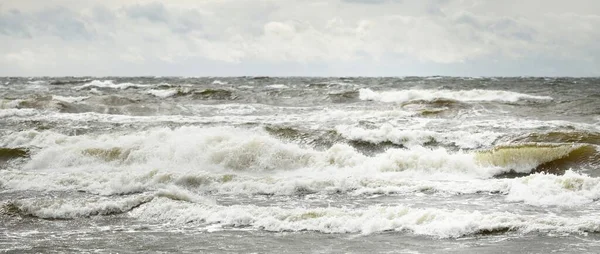 Baltic Sea Dramatic Sunset Clouds Thunderstorm Waves Close Epic Seascape — Stock Photo, Image