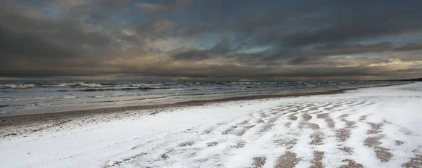 Zmrazené Pobřeží Baltského Moře Při Západu Slunce Sněhová Textura Zblízka — Stock fotografie