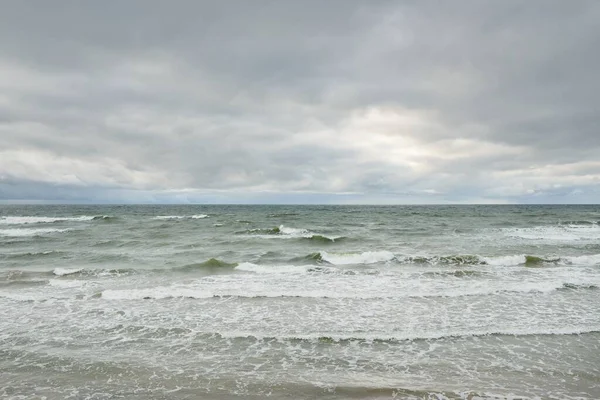 Baltic Sea Storm Dramatic Sky Dark Glowing Clouds Waves Water — стоковое фото