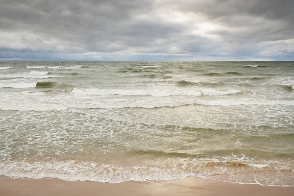 Baltic Sea Storm Dramatic Sky Dark Glowing Clouds Waves Water — Stok fotoğraf