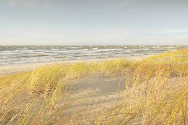 Costa Del Mar Baltico Dune Sabbia Dopo Tempesta Tramonto Cielo — Foto Stock