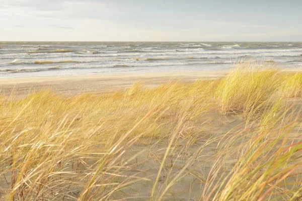Costa Mar Báltico Dunas Areia Após Tempestade Pôr Sol Céu — Fotografia de Stock