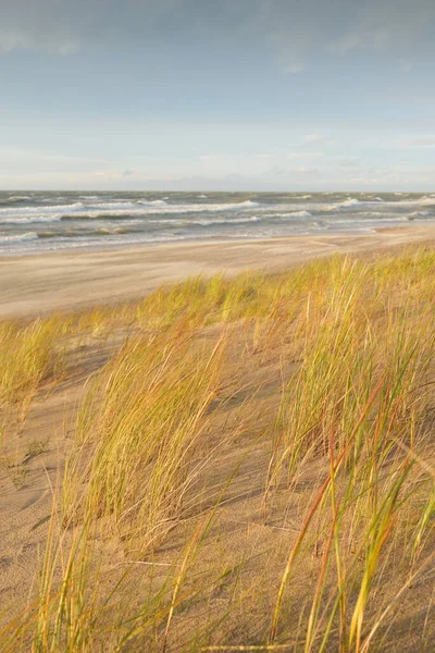 Costa Mar Báltico Dunas Areia Após Tempestade Pôr Sol Céu — Fotografia de Stock