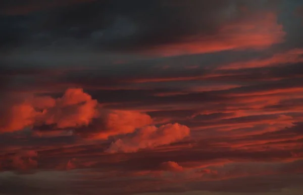 Sunset Sky Glowing Pink Golden Clouds Storm Dramatic Cloudscape Concept — Stockfoto