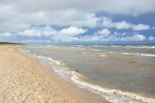Baltic Sea Shore Sunny Day Beach Sand Dunes Dramatic Sky —  Fotos de Stock