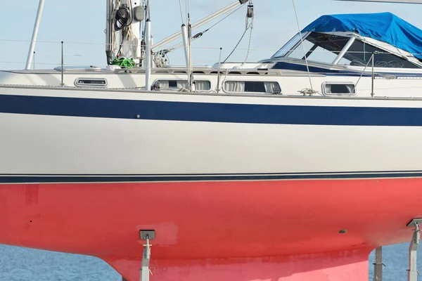 Voilier Croisière Pieds Debout Sur Terre Dans Port Plaisance Transport — Photo