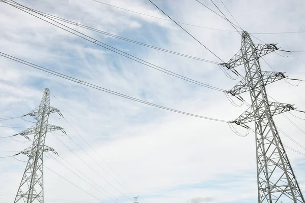 Linha Eléctrica Eléctrica Céu Dramático Conceito Paisagem Urbana Energia Geração — Fotografia de Stock