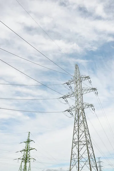 Electricity Power Line Dramatic Sky Concept Urban Landscape Energy Power — Stockfoto