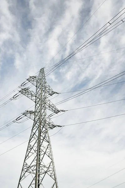 Linha Eléctrica Eléctrica Céu Dramático Conceito Paisagem Urbana Energia Geração — Fotografia de Stock