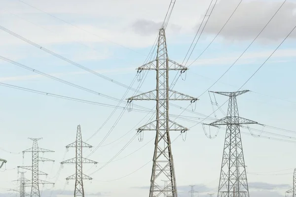 Electricity Power Line Dramatic Sky Concept Urban Landscape Energy Power — Stock Photo, Image