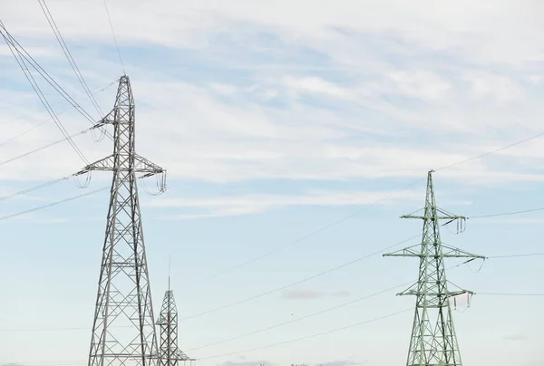Electricity Power Line Dramatic Sky Concept Urban Landscape Energy Power — Stock Photo, Image