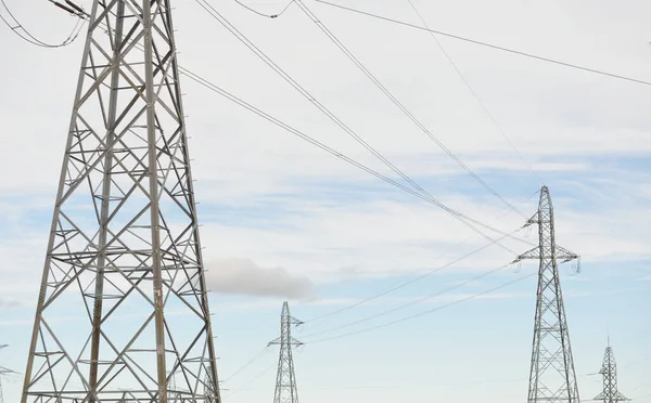 Electricity Power Line Dramatic Sky Concept Urban Landscape Energy Power — Fotografia de Stock