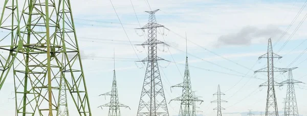 电力线路 戏剧化的天空城市景观概念 Energy Power Generation Equipment Industry Environmental Damage Pollution — 图库照片