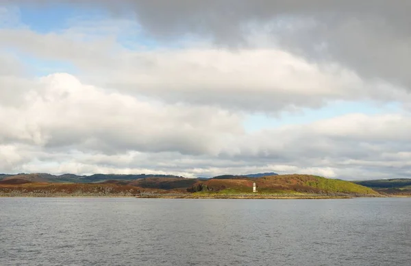 Dramatická Obloha Nad Skalnatými Břehy Kopci Údolími Rothesay Skotsku Panoramatický — Stock fotografie