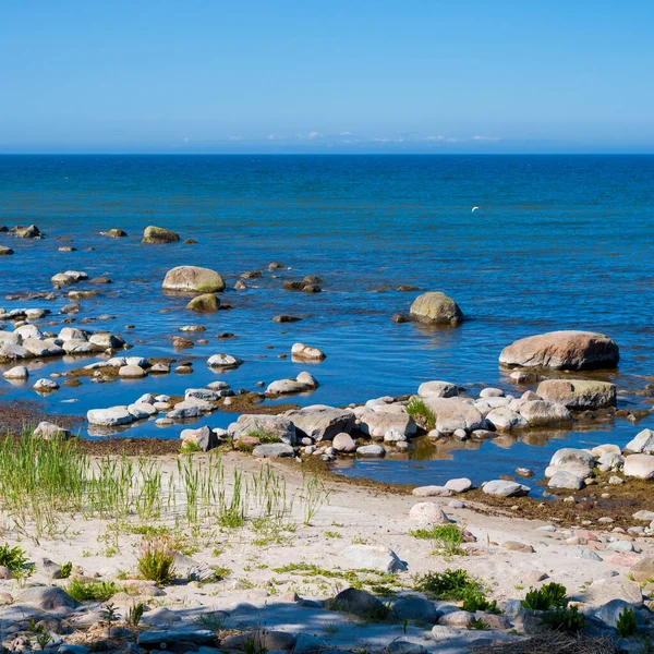 View Baltic Sea Sandy Shore Beach Clear Sky Idyllic Seascape — Foto Stock