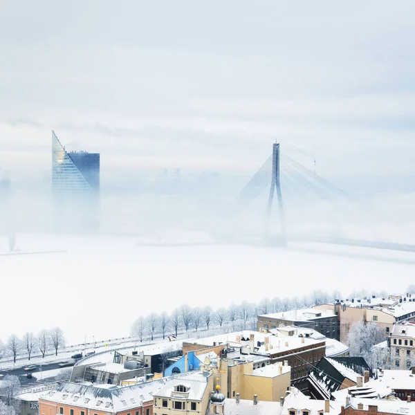 Panoramatický Letecký Výhled Staré Město Riga Řeku Daugavu Kostela Petra — Stock fotografie