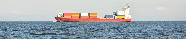 Grande Nave Container Cargo 141 Metri Lunghezza Che Naviga Nel — Foto Stock