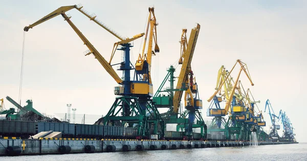 Modern Coal Terminal Riga Latvia Cranes Close Baltic Sea Freight — Stock Photo, Image