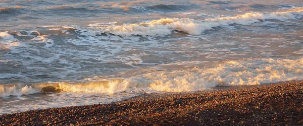 Baltic Sea Shore Storm Sunset Soft Sunlight Water Surface Texture — Fotografia de Stock