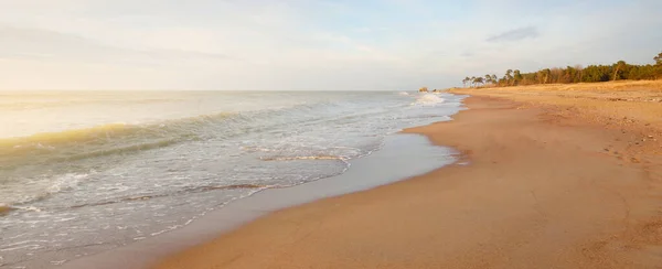 Bałtycki Brzeg Morza Wydmy Zachodzie Słońca Miękkie Światło Słoneczne Czyste — Zdjęcie stockowe