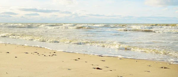 Panoramic View Baltic Sea Sandy Shore Sand Dunes Clear Sky — Stock Fotó