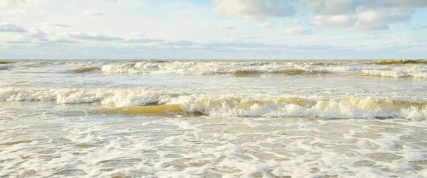 Panoramic View Baltic Sea Sandy Shore Sand Dunes Clear Sky —  Fotos de Stock