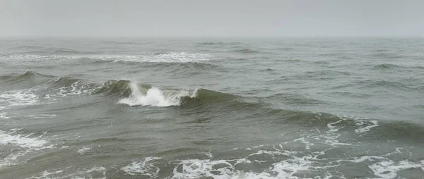 Baltic Sea Fog Waves Splashing Water Storm Natural Textures Picturesque —  Fotos de Stock