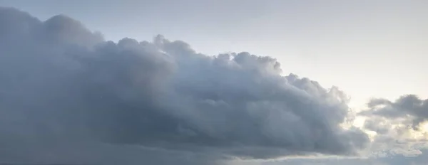 Ornamental Clouds Dramatic Sky Storm Cloudscape Soft Sunlight Panoramic Image — 스톡 사진