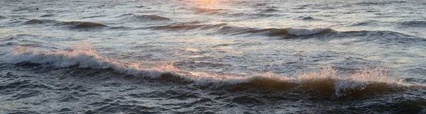 Sea Water Surface Texture Waves Sphales Storm Soft Sunlight Panoramic — стоковое фото