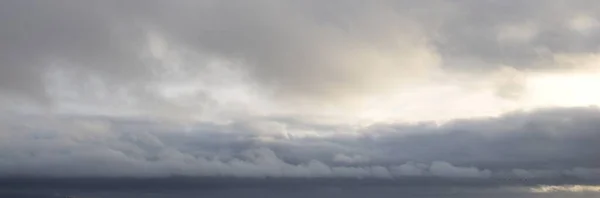 Ornamental Clouds Dramatic Sky Storm Cloudscape Soft Sunlight Panoramic Image — Foto de Stock