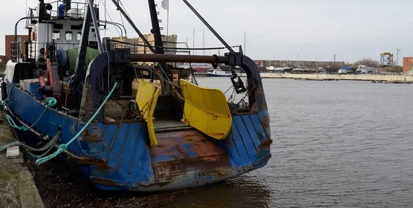 Fishing Boat Trawler Anchored Cargo Port Terminal Baltic Sea Ventspils — Stockfoto