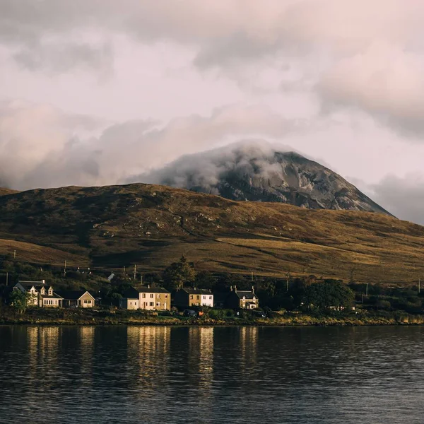 Panoramic View Valley Paps Jura Colorful Stormy Sunset Sky Traditional — Stock Photo, Image