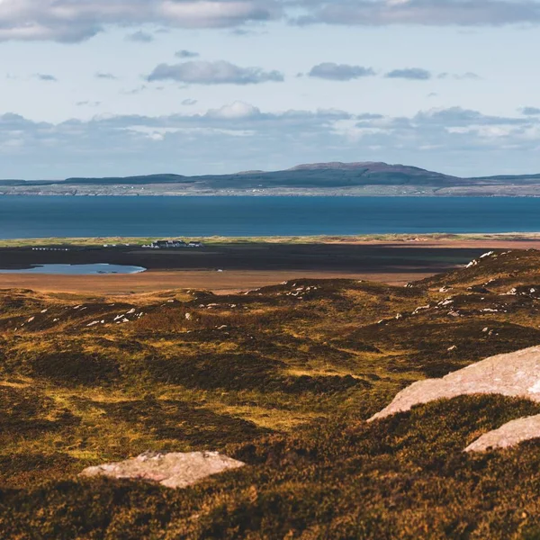 Panoramautsikt Över Dalar Kullar Och Klippiga Stränder Isle Islay Inre — Stockfoto