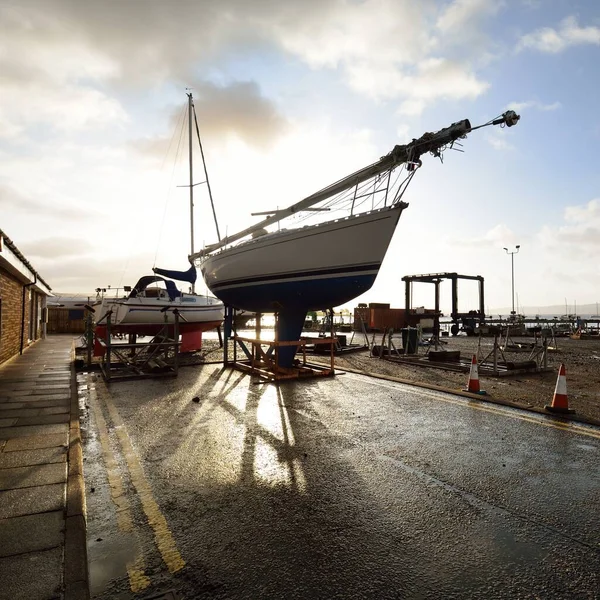 Winterized Sailboats Land Stands Rhu Marina Scotland — Photo