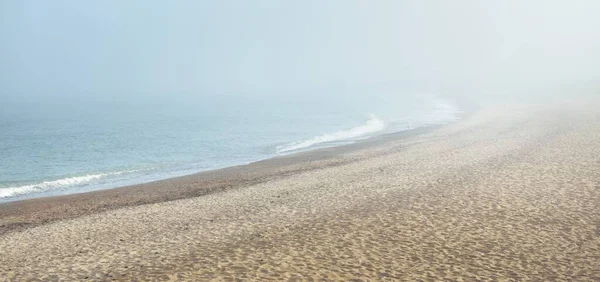 Blick Auf Die Ostseeküste Nebel Bei Sonnenaufgang Strand Sanddünen Sanftes — Stockfoto